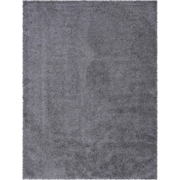 Unique Loom Davos Shag Peppercorn Gray 9 ft. x 11 ft. 9 in. Area Rug