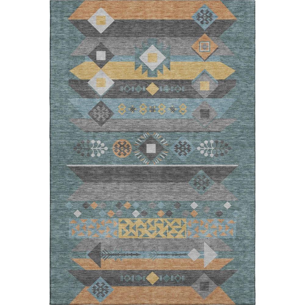 Mayfield Premium Machine Washable Abstract AMF2499 Teal 9 ft. x 12 ft. Area Rug price history on PriceWatchPro