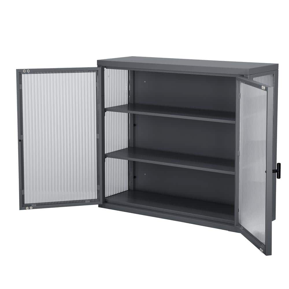 27.6 in. W x 9.1 in. D x 23.6 in. H Bathroom Gray Linen Cabinet