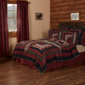 Cumberland Red Black Gray Rustic Patchwork Queen Cotton Quilt