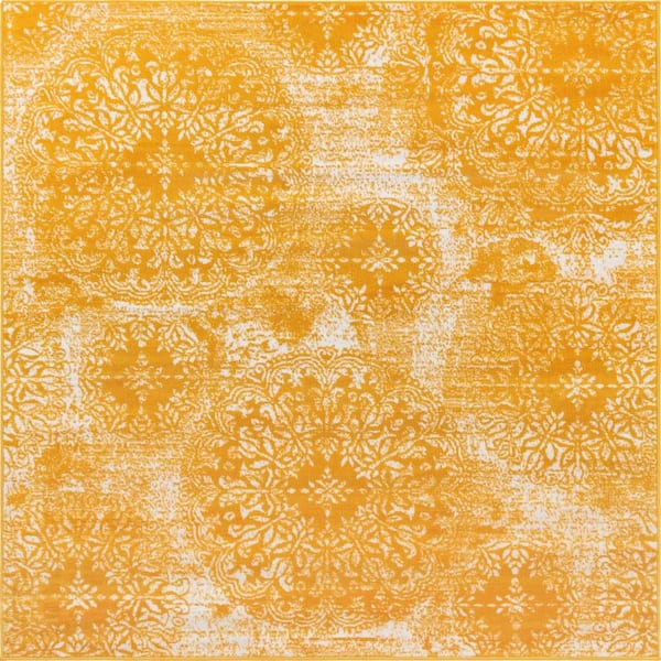 Unique Loom Sofia Grand Yellow 6' 0 x 6' 0 Square Rug