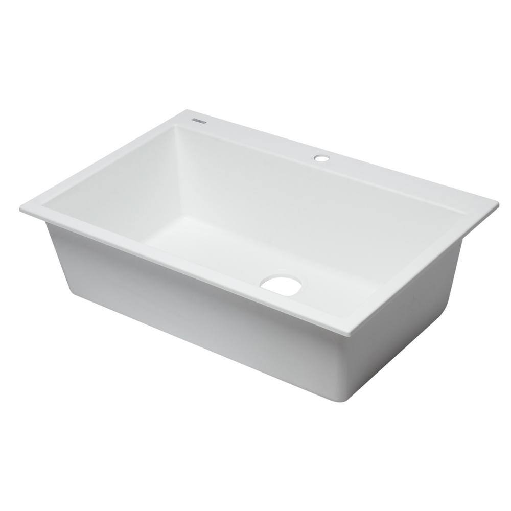 33'' White Granite Single Bowl Drop-In Kitchen Sink