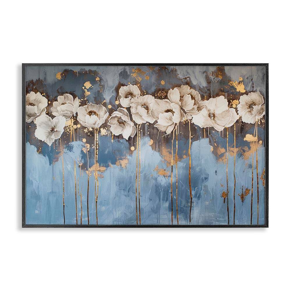 Gold Drip Peonies by LSR Design Studio Black Framed Nature Giclee Art Print 20 in. x 30 in. price history on PriceWatchPro
