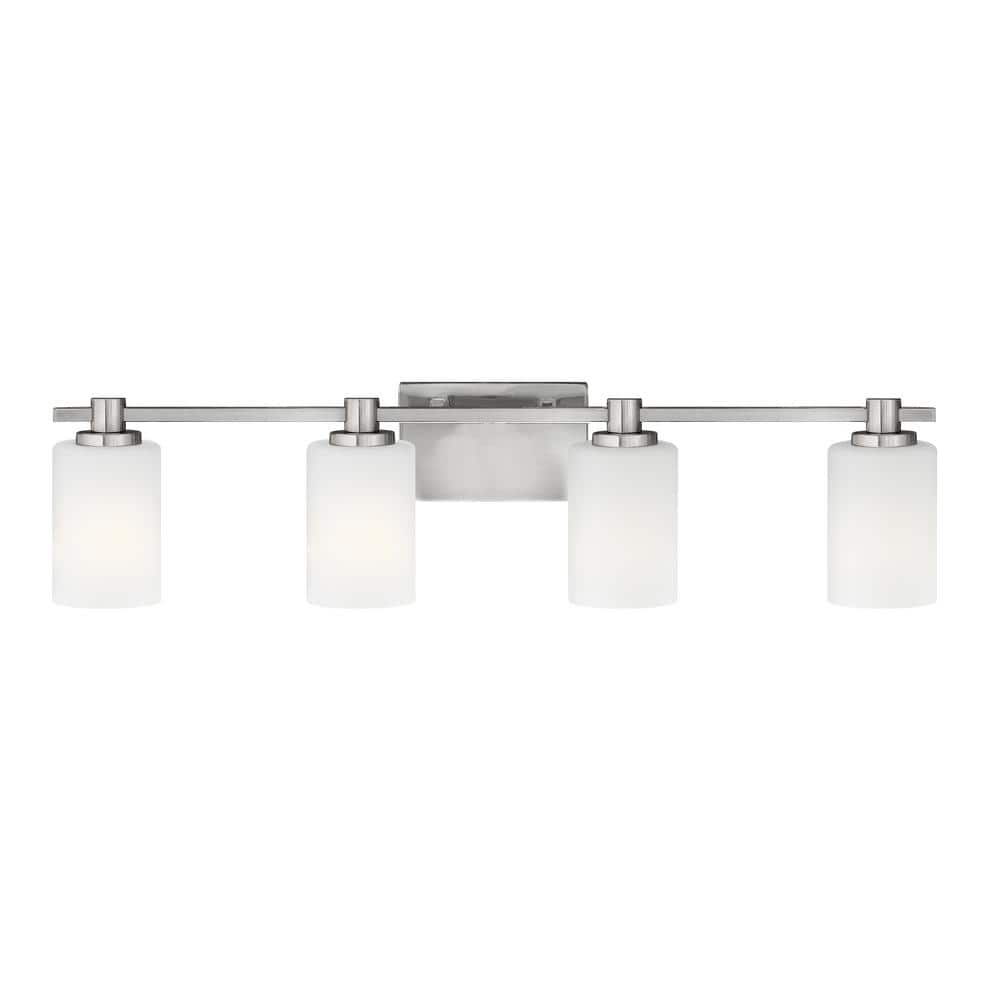 Brushed Nickel 4-Light Outdoor Dimmable Bath Vanity