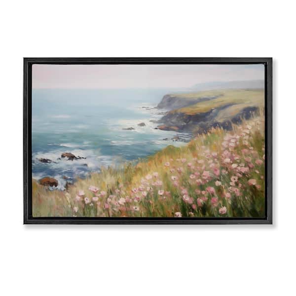 Stupell Industries Pink Wildflower View by LSR Design Studio Black Floater Frame Nature Graphic Art Print 17 in. x 25 in.
