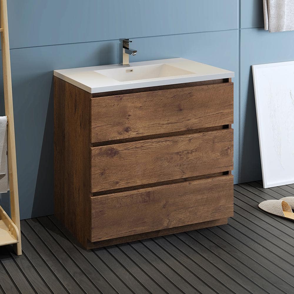 Rosewood 36" Freestanding Single Vanity with Acrylic Sink