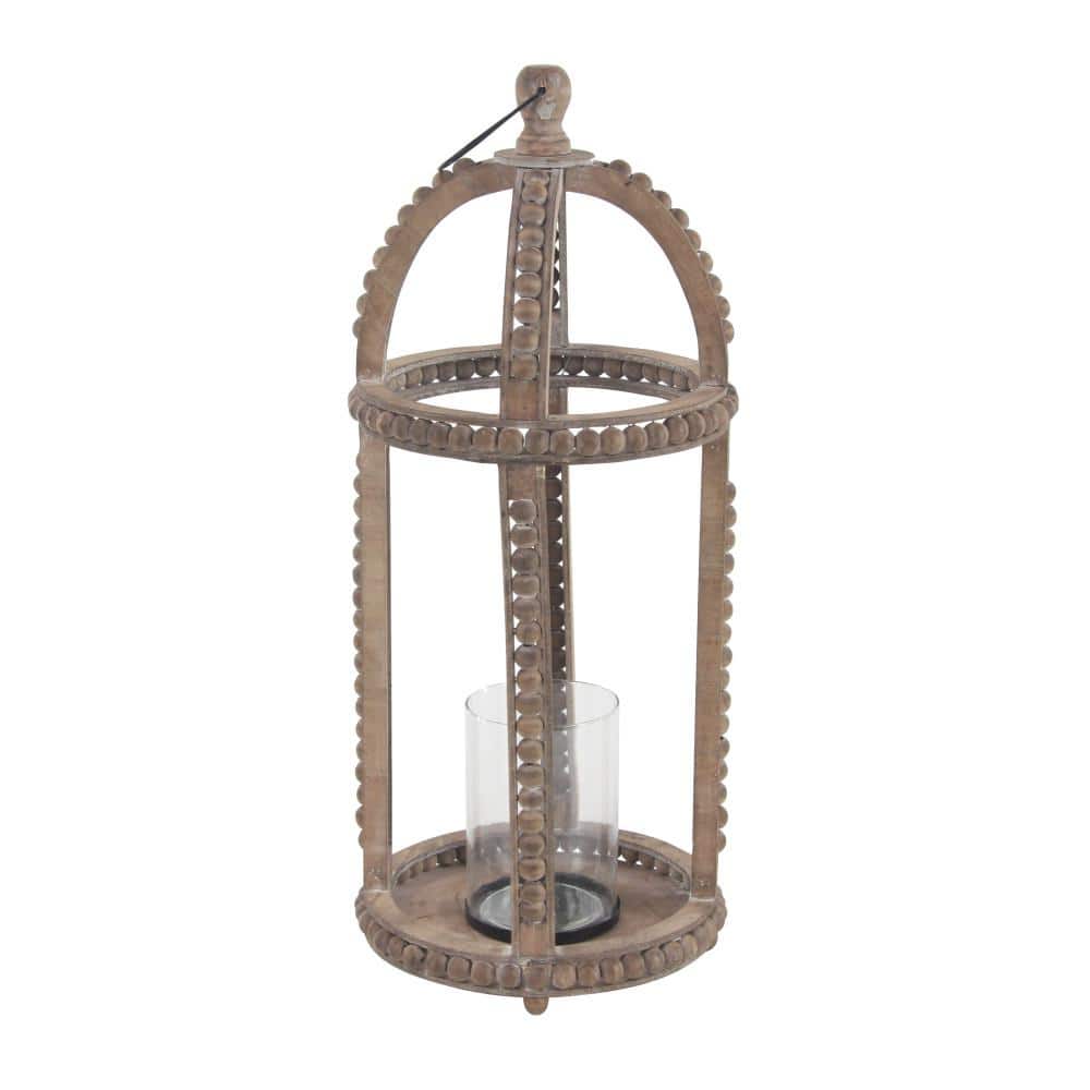 29" Brown Reclaimed Wood Hanging Candle Lantern