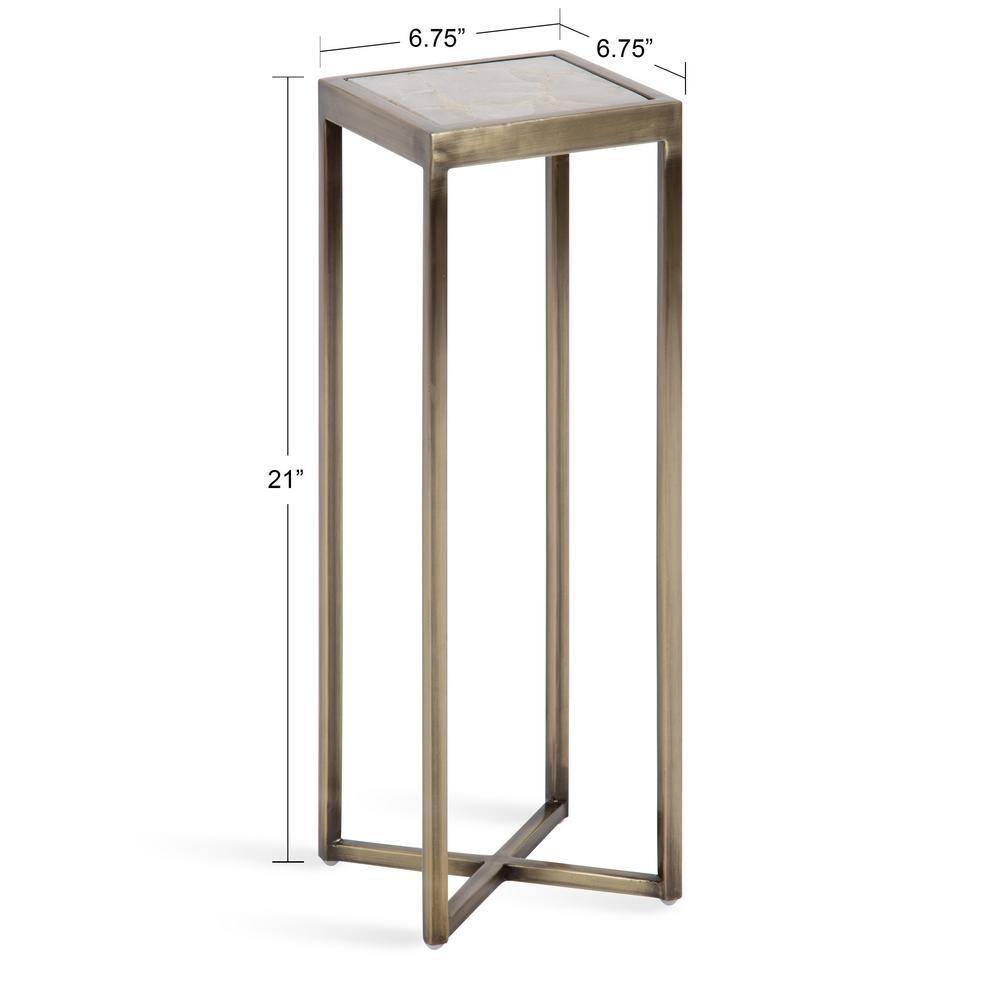 Gold Square Metal Drink Table with Quartz Top