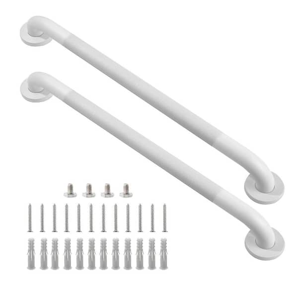 Lynzavix 33.4 in. L x 2.3 in. W Concealed Screw Bathtub Grab Bar Stainless Steel with Safety Anti-Slip for Senior in White 2-Pack