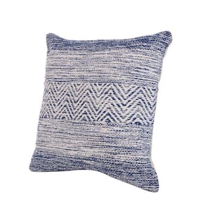 Ink Blue and White Wavy Lined Pattern Handcrafted Soft Cotton Accent 4 in. x 18 in. Throw Pillow (Set of 2)