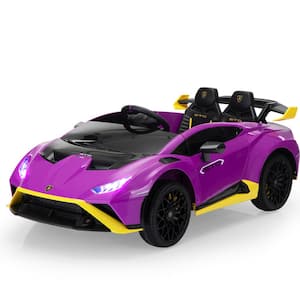 12-Volt Licensed Lamborghini Kids Ride On Car With Remote Control Electric Kids Drift Car Toy in Purple