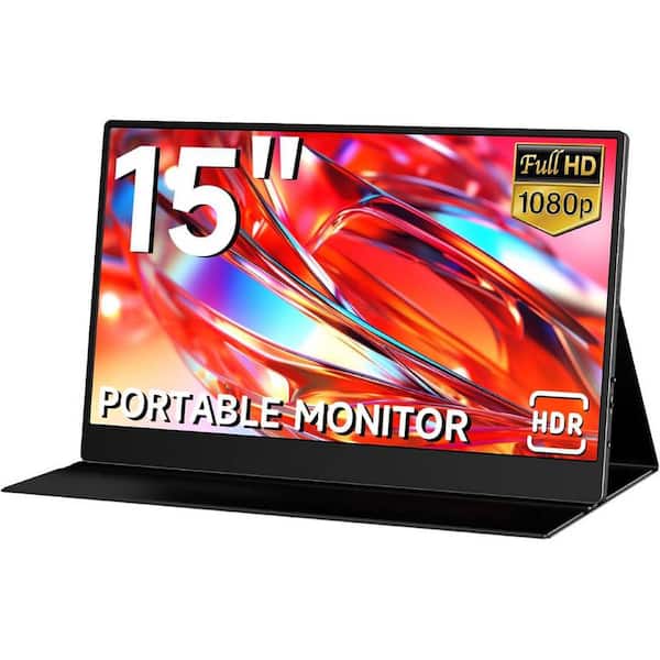 Yichuhaoxi Portable Monitor for Laptop 15 Inch, FHD 1080P USB-C HDMI Travel Monitor External for Computer Second Display in Black
