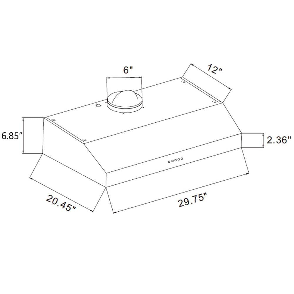 30-Inch Stainless Steel Under Cabinet Range Hood with LED Lights