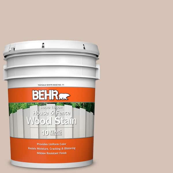 BEHR 5 gal. #BIC-02 Hazy Taupe Solid Color House and Fence Exterior Wood Stain