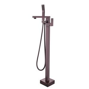 Single-Handle Freestanding Tub Faucet with Pressure-Balanced Control with Hand Shower in Brown
