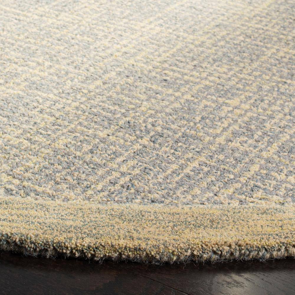 Handmade Gold and Grey 6' Round Wool Abstract Rug