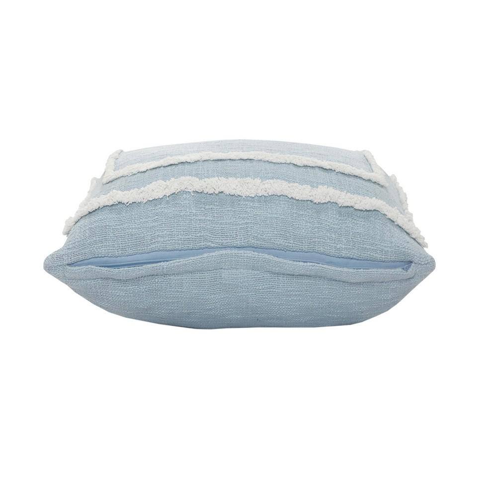 Modern Sky Blue and White Tufted Rectangular Throw Pillow, 16" x 24"