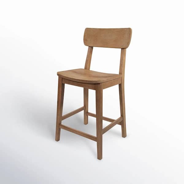 Torino 39 in. H Barnwood Wire - Brush Open Back Wood 24 in. Bar Stool with Wood Seat