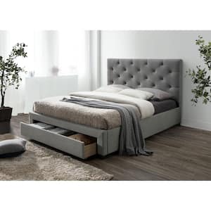 Stevies 57.13 in. W Gray Full Wood Frame Platform Bed