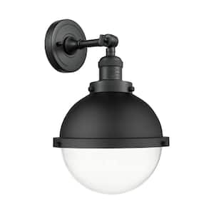 Franklin Restoration Hampden 9 in. 1-Light Matte Black Wall Sconce with Clear Glass Shade