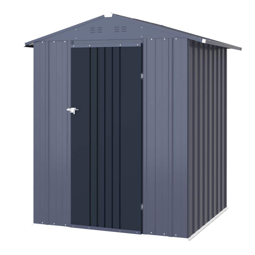 VEIKOUS 4 ft. W x 4 ft. D Outdoor Metal Storage Shed in Gray (16 sq. ft ...