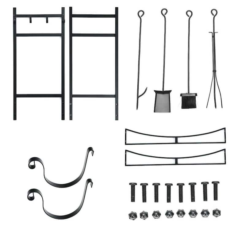 Gymax 30 in. Firewood Rack W/4 Tool Set Kindling Holders For Indoor And Outdoor