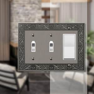 Bleinhem 3 Gang 2-Toggle and 1-Rocker Metal Wall Plate - Antique Nickel