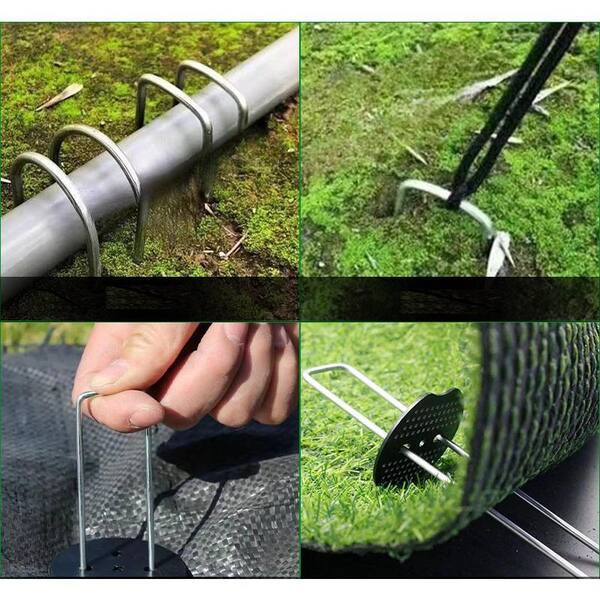 Ground Stakes, Garden Staples Rebar Stakes Galvanized Steel L-hooks Heavy  Duty Ground Anchor For Trampoline Fence