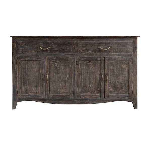 Benjara Brown Wood Top 67.75 in. Sideboard with 4-Doors and 2-Drawers