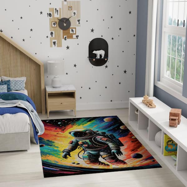 Imagination Multicolor 4 ft. x 5 ft. Graphic Contemporary Area Rug
