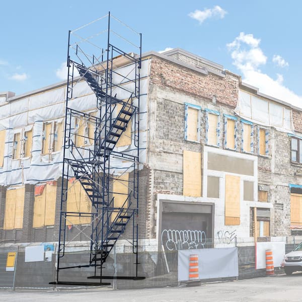 5 ft. x 7 ft. x 13 ft. 2 Stories Mason Stairway Scaffolding Tower with 76-in. Scaffolding Stairs, 24-in. Leveling Jacks