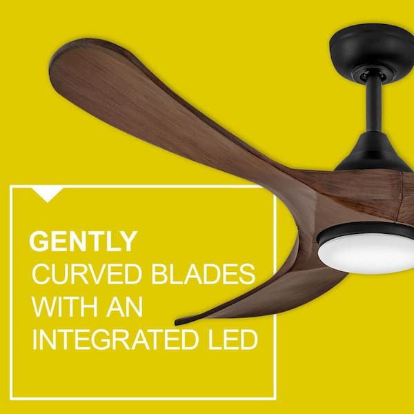 HINKLEY - Swell Illuminated 56.0 in. Indoor/Outdoor Integrated LED Matte Black Ceiling Fan with Remote Control