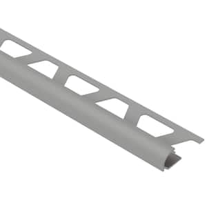 Rondec Metallic Grey 3/8 in. x 8 ft. 2-1/2 in. Color-Coated Aluminum Bullnose Tile Edging Trim