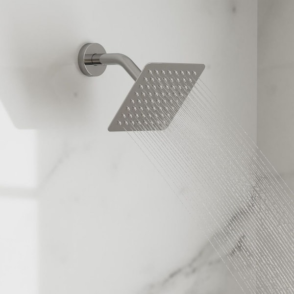 GRANDJOY 6 in. 2-Spray Square High Pressure Wall Bar Shower Kit