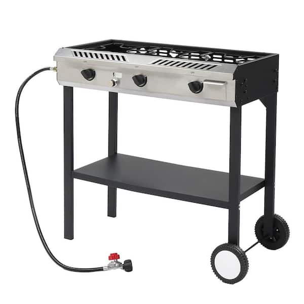 225,000 BTU Portable Propane Gas 3-Burner Outdoor Cooker