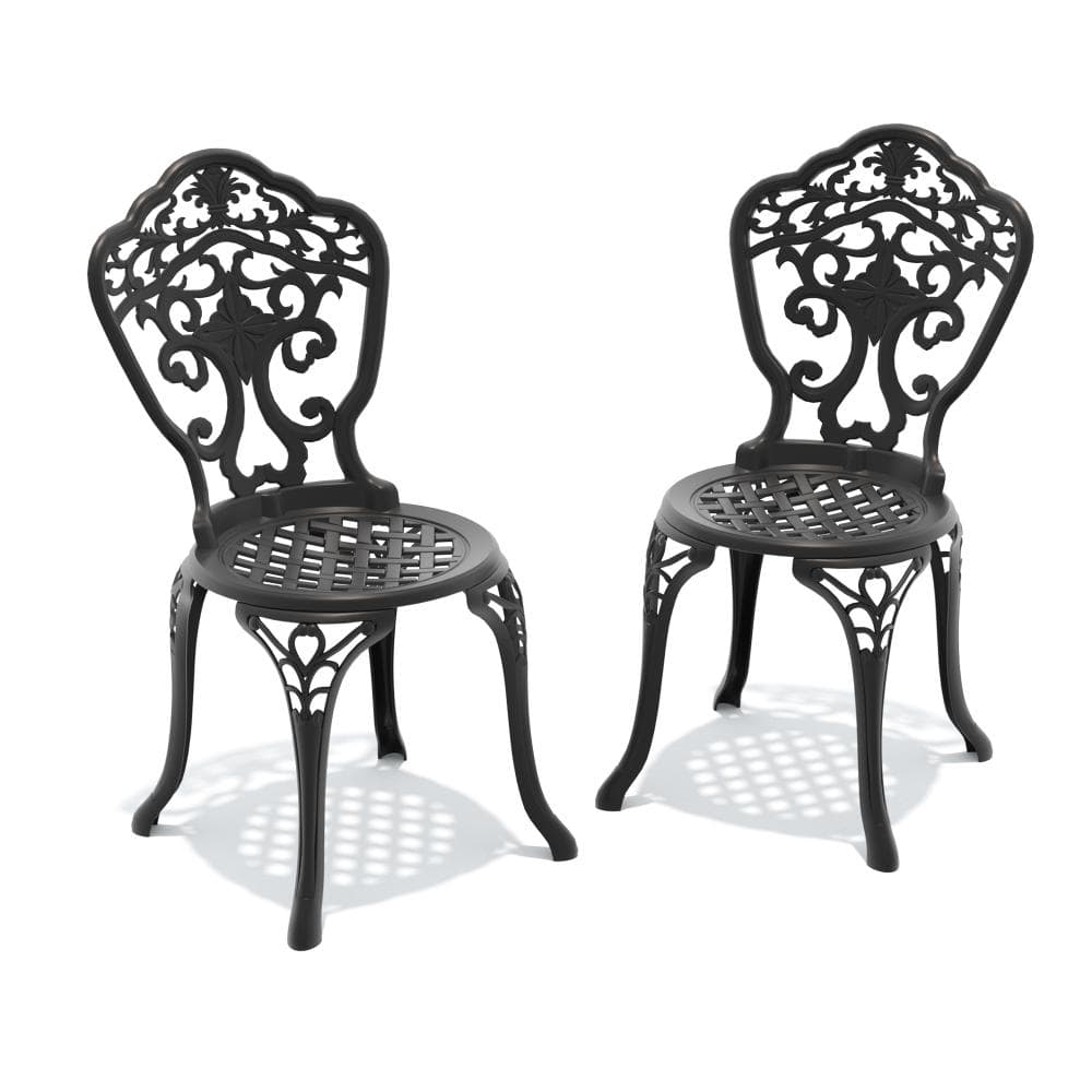 2-Piece Black Cast Aluminum Stackable Outdoor Dining Chair with Elegant European-Style Pattern price history on PriceWatchPro