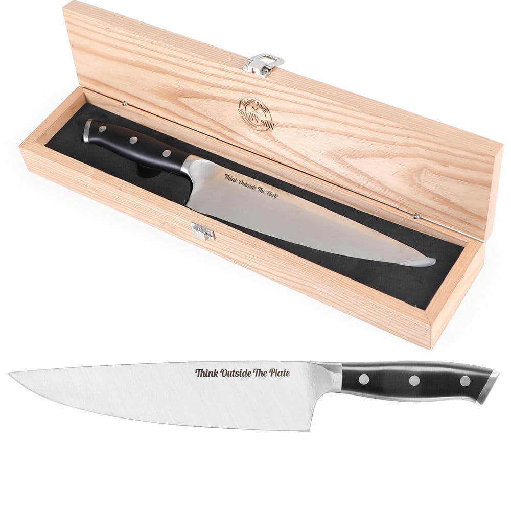 8 in. Stainless Steel Blade Full Tang Chefs Knives with Black ABS Handle, 