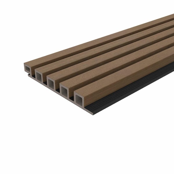 NewTechWood European Siding Norwegian Wide Style Noir 7.7 in. x 12 in. Peruvian Teak Composite Lap Siding Sample