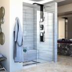 Linea 34 in. x 72 in. Semi-Frameless Fixed Shower Screen in Brushed Nickel without Handle