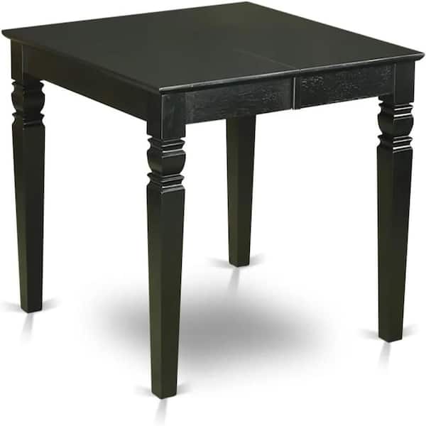 East West Furniture 9-Piece Rectangle Black Finish Solid Wood Top