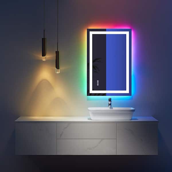 INSTER Iridescent 24 in. W x 32 in. H Rectangular Frameless RGB LED