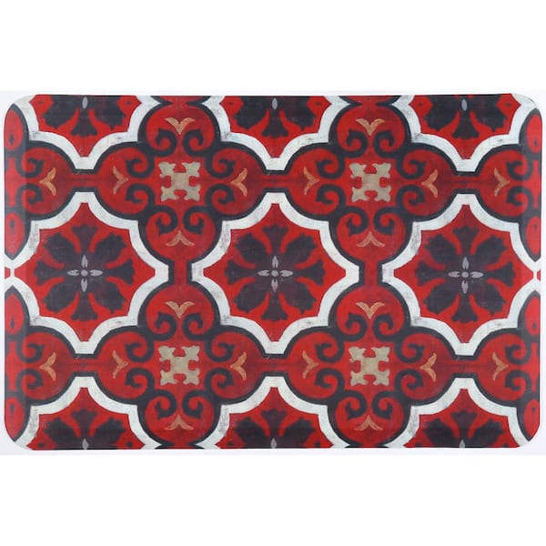 Home Dynamix Designer Chef Red Tiles 24 in. x 36 in. Anti-Fatigue Kitchen Mat