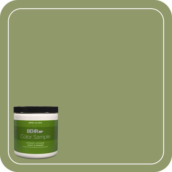 BEHR PREMIUM PLUS 8 oz. #HDC-SP14-2 Exotic Palm Semi-Gloss Interior/Exterior Paint & Primer Color Sample