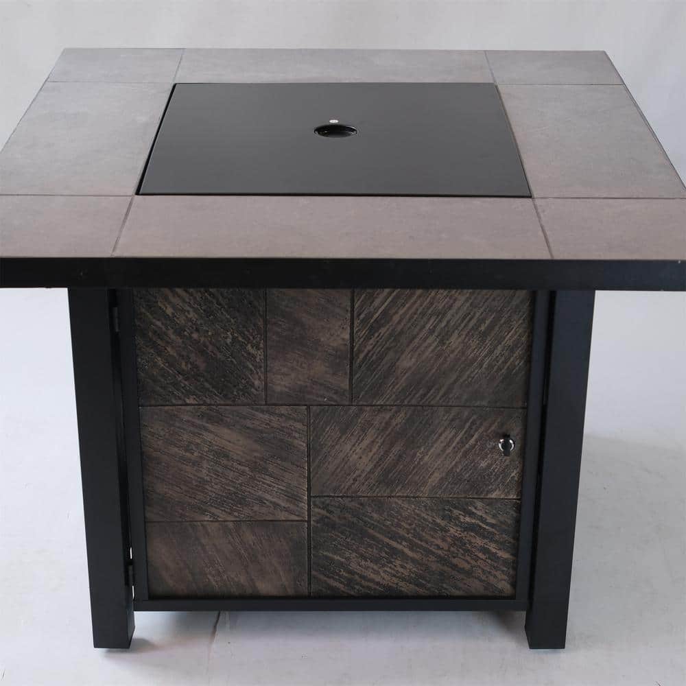 35.4 in. Outdoor Concrete Square Gas Fire Pit Table, 50000 BTU CSA
