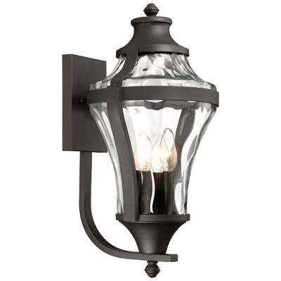 Libre Collection 4-Light Black Outdoor Wall Lantern Sconce with Clear Water Glass