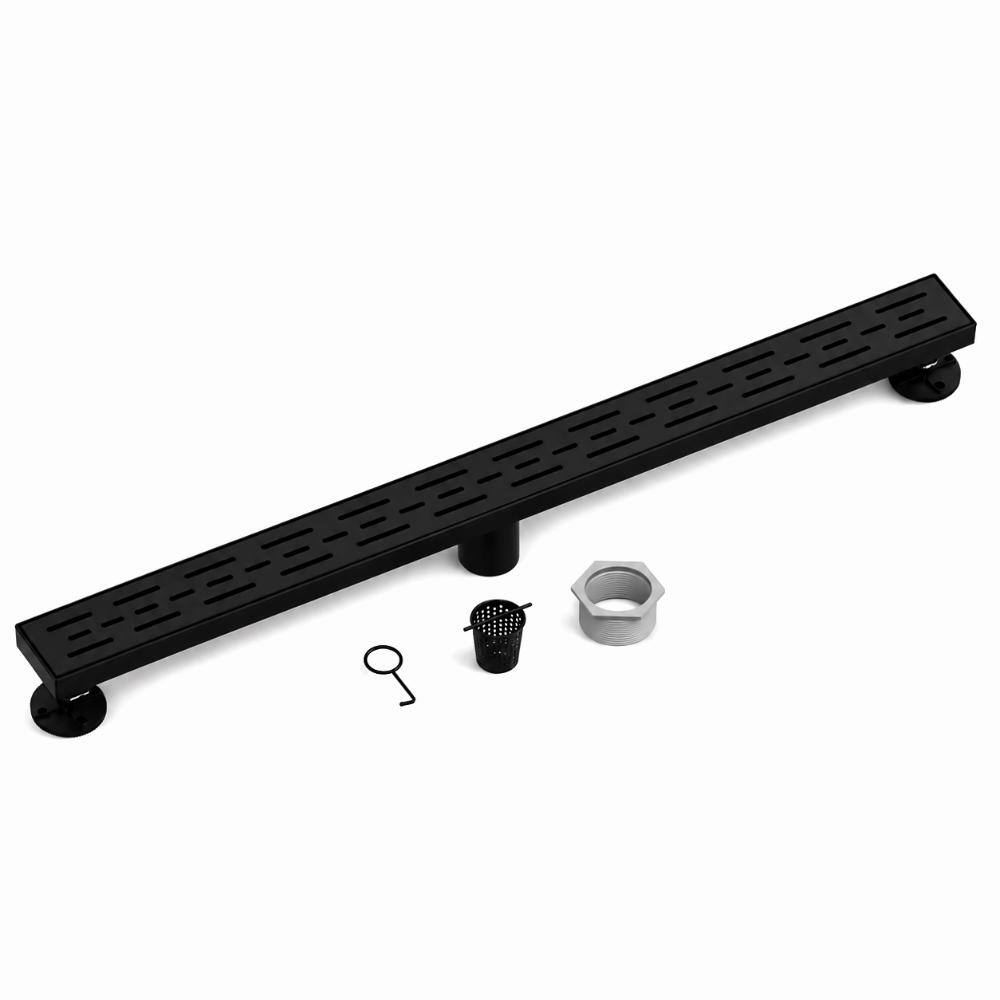 36 in. Linear Shower Drain with Removable Grid Grate and Hair Strainer in Matte Black price history on PriceWatchPro