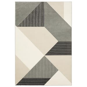 Rayder Ivory/Black 2 ft. x 8 ft. Geometric Blocks Polypropylene/Polyester Indoor Runner Area Rug