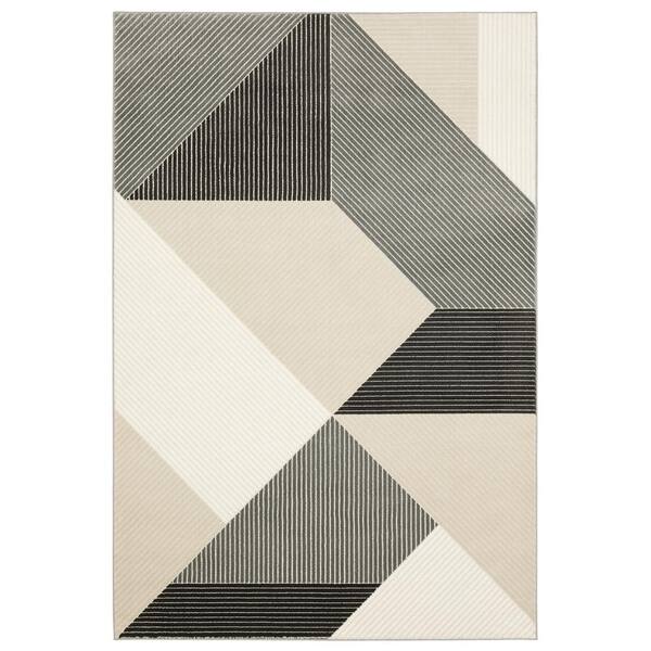 AVERLEY HOME Rayder Ivory/Black 7 ft. x 10 ft. Geometric Blocks Polypropylene/Polyester Indoor Area Rug