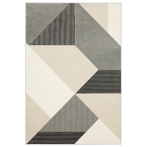 Rayder Ivory/Black 10 ft. x 13 ft. Geometric Blocks Polypropylene/Polyester Indoor Area Rug