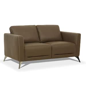 Malaga 59 in. Taupe Leather 2-Seats Loveseat